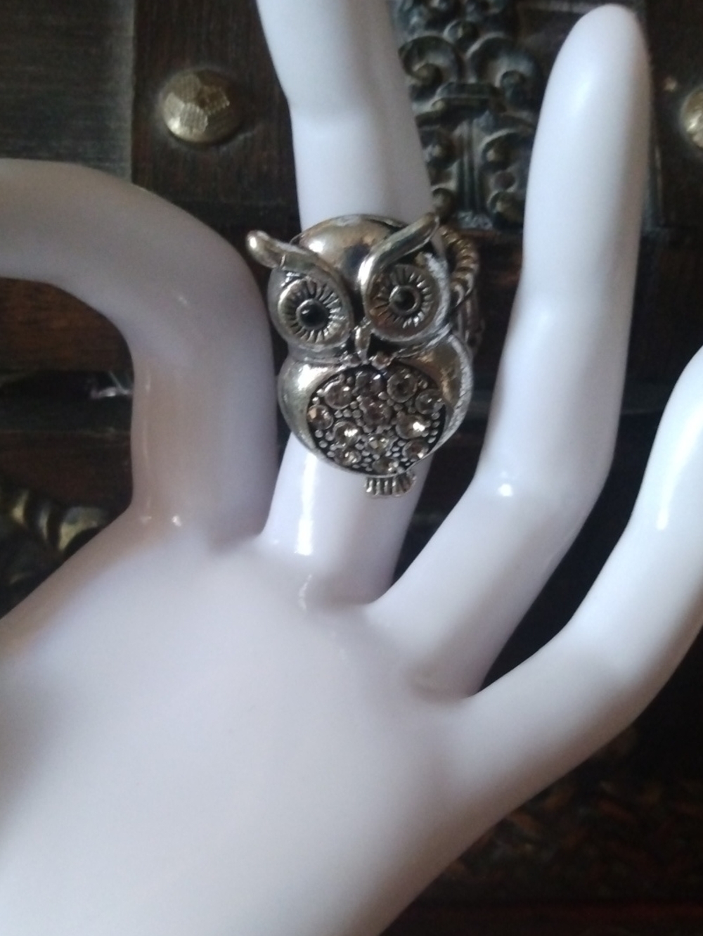 Owl Statement Ring in Silver Like New